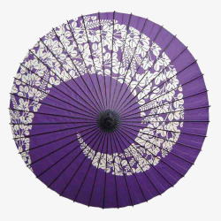 中式伞紫色白花油纸伞高清图片