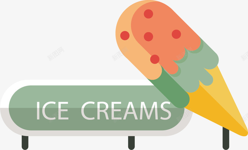 水彩冰淇淋食物png免抠素材_新图网 https://ixintu.com 冰淇淋 创意 卡通手绘 粉色 绿色 美食 零食