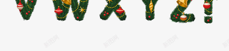 2018圣诞节主题英文字母png免抠素材_新图网 https://ixintu.com 圣诞快乐 圣诞礼物 圣诞节 字体设计 植物 红丝带 英文字母 蝴蝶结 铃铛