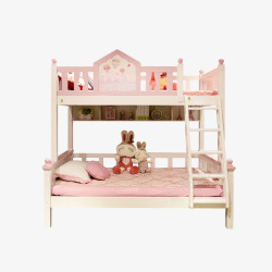 全实木家具韩式儿童床高低床女孩粉紫色公主高清图片