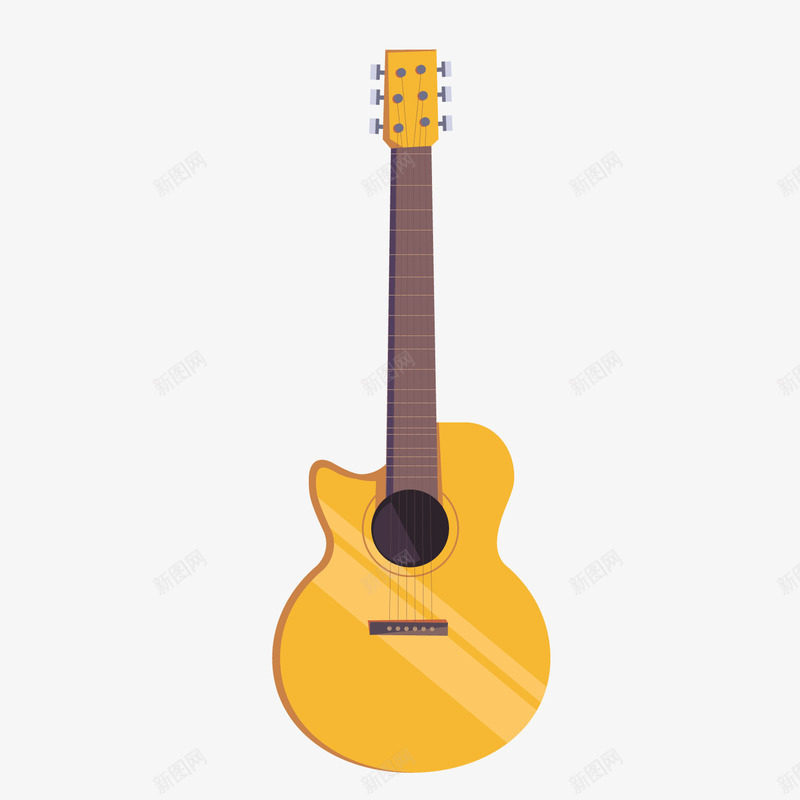 黄色吉他乐器png免抠素材_新图网 https://ixintu.com 卡通乐器 卡通吉他 新图网 背景装饰 黄色吉他