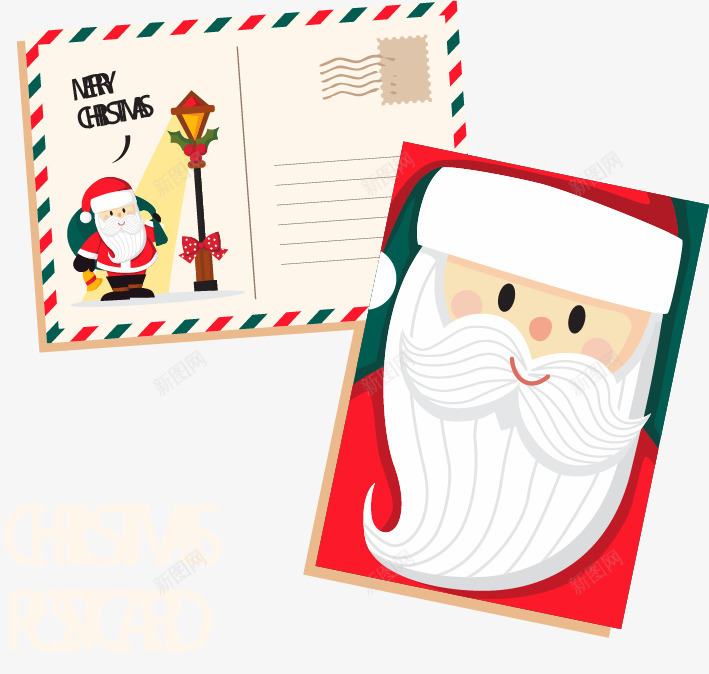 圣诞节卡片png免抠素材_新图网 https://ixintu.com 信纸 卡片 圣诞老人 圣诞节 明信片 红色 节日
