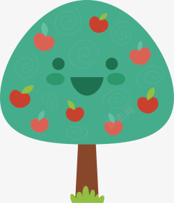 表情树可爱的苹果树矢量图高清图片