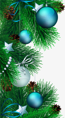 松果挂件绿色松枝圣诞球高清图片