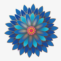 几何花朵微立体蓝色花朵装饰图案元素高清图片