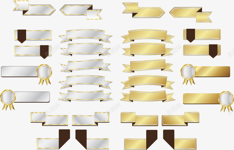 金银色丝带png免抠素材_新图网 https://ixintu.com 丝带 复古