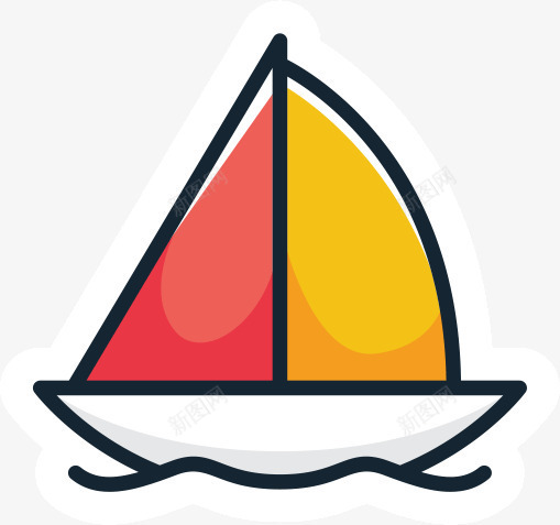 手绘卡通小帆船png免抠素材_新图网 https://ixintu.com 卡通PNG素材 帆船 彩色 网页装饰