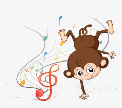卡通猴子跳舞素材