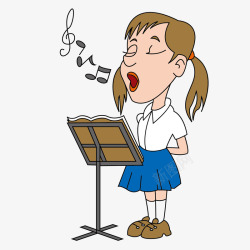 唱歌的女孩卡通图素材