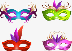 装饰面罩四张彩色派对面罩矢量图高清图片