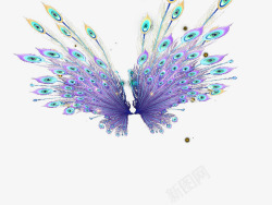 紫色羽翼孔雀羽毛效果翅膀高清图片