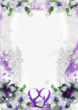 花卉紫色水晶边框紫色花朵蝴蝶边框高清图片