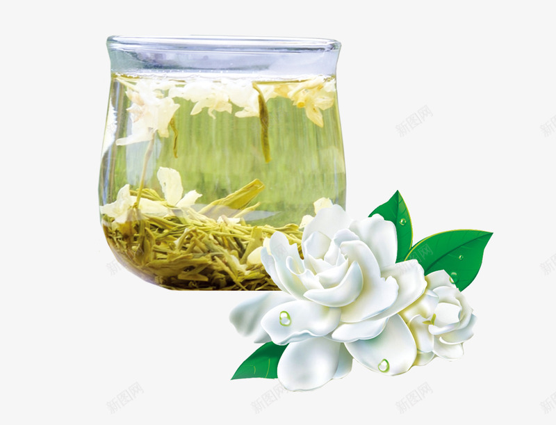 泡好的茉莉花茶png免抠素材_新图网 https://ixintu.com 花茶 茉莉花 茉莉花茶 雪白的茉莉花