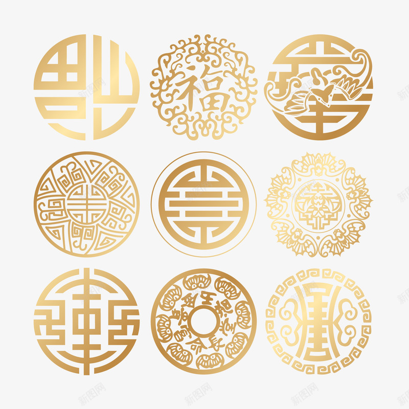 中国风福字png免抠素材_新图网 https://ixintu.com 中国风 传统 传统元素 回形纹 福 福字