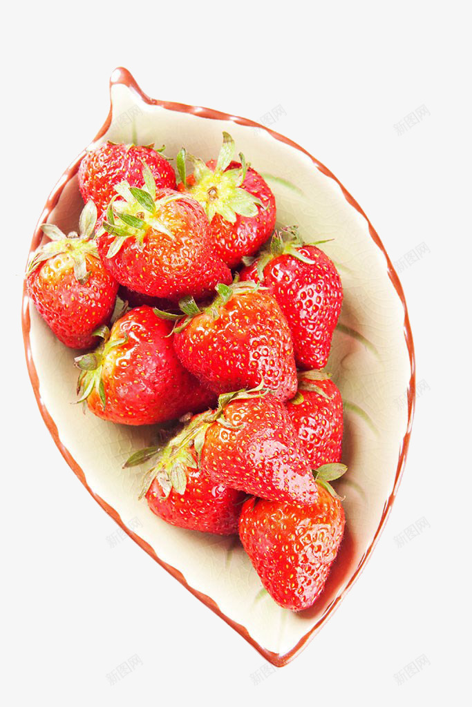 草莓png免抠素材_新图网 https://ixintu.com 有机食物 水果 盘装 绿色 草莓