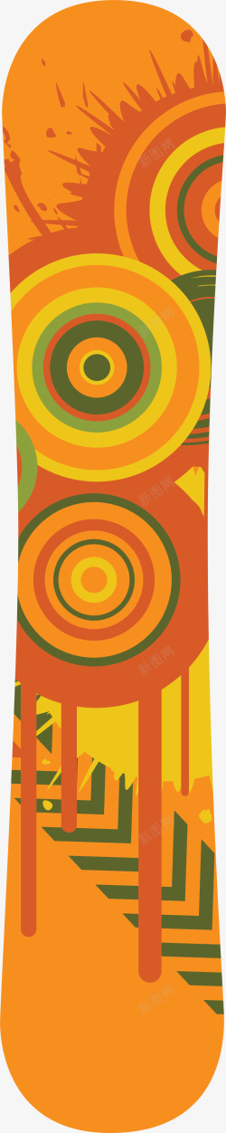 椭圆圆环橙色涂鸦滑板高清图片
