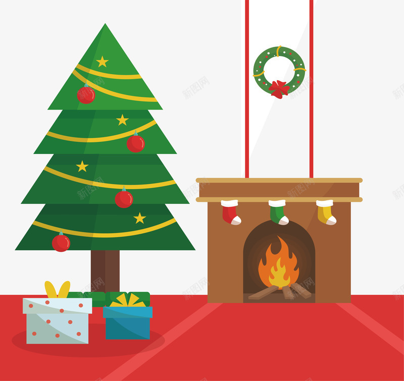 圣诞温暖壁炉png免抠素材_新图网 https://ixintu.com 圣诞壁炉 圣诞树 圣诞节 壁炉 矢量png