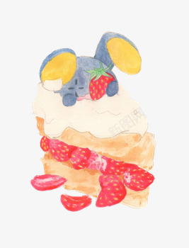 水彩的草莓蛋糕png免抠素材_新图网 https://ixintu.com 可爱 奶油 甜品 素材 草莓 萌