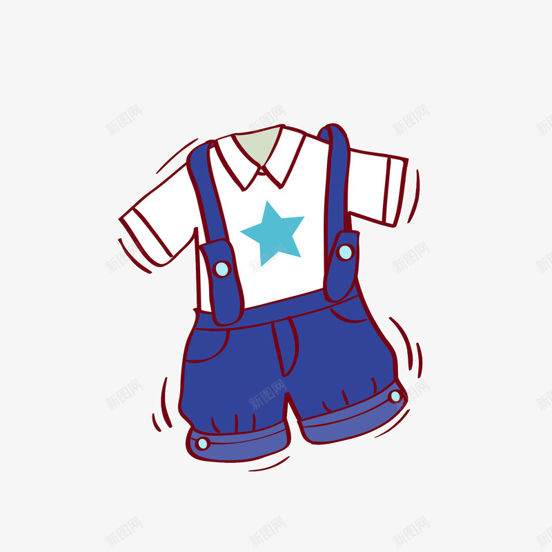 卡通蓝色衣服图png免抠素材_新图网 https://ixintu.com 卡通 可爱的 婴儿衣服 手绘 插图 蓝色的 衣服