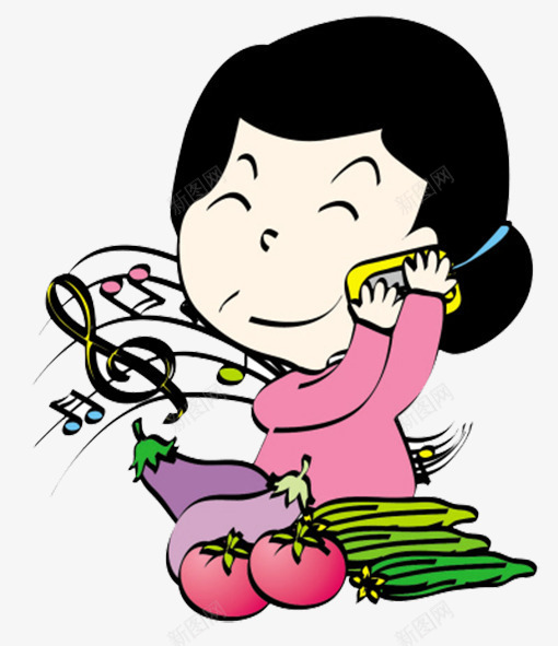 卡通人物png免抠素材_新图网 https://ixintu.com 开心 打电话 蔬菜 陌生人 音符