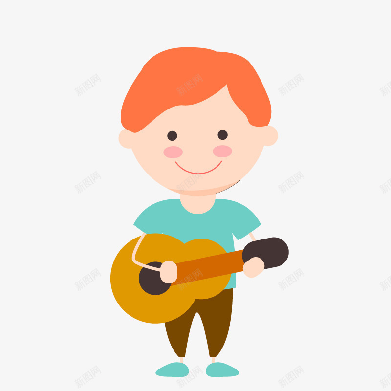 弹吉他的男孩png免抠素材_新图网 https://ixintu.com 卡通小孩 矢量运动小孩 运动青年
