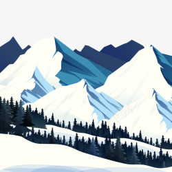 滑雪场矢量美丽冬季滑雪场风景高清图片