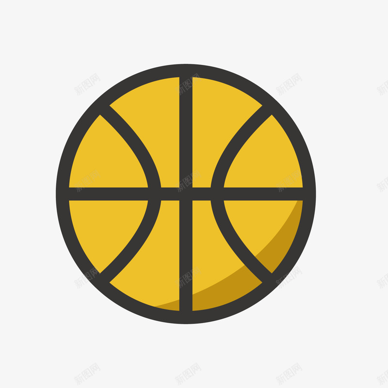 黄色篮球png免抠素材_新图网 https://ixintu.com 光泽 反光 圆球 线稿 质感 黄色