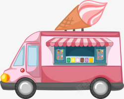 粉色小马车卡通粉色雪糕车矢量图高清图片