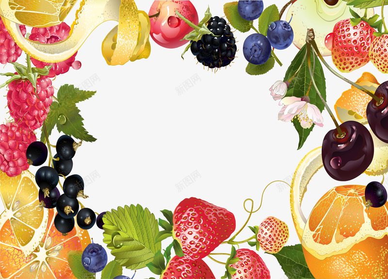 新鲜水果装饰png免抠素材_新图网 https://ixintu.com 水果 矢量素材 草莓 蓝莓 车厘子