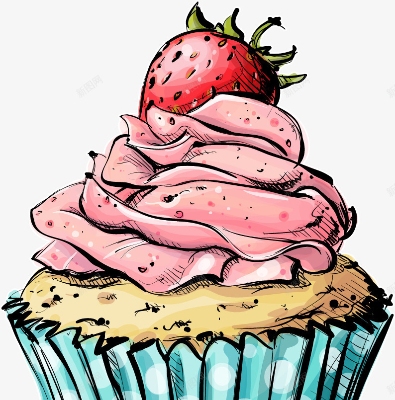 卡通手绘草莓雪糕png免抠素材_新图网 https://ixintu.com 冰淇淋 卡通 手绘 甜品 草莓雪糕 食品