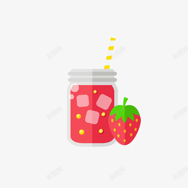 一罐草莓汁png免抠素材_新图网 https://ixintu.com 一罐 一颗 卡通 吸管 手绘 简图 红色 草莓 草莓汁