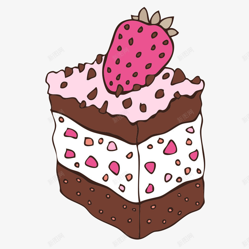 卡通手绘蛋糕png免抠素材_新图网 https://ixintu.com nbsp 卡通 可口 吃的 扁平化 拟物化 拿破仑蛋糕 美味 草莓 蛋糕 食物
