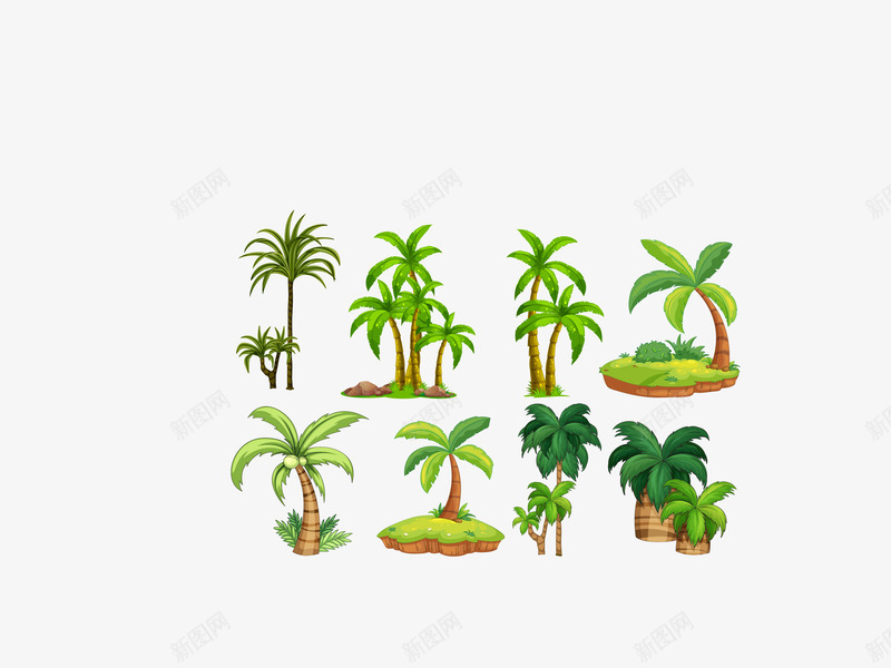 绿色热带植物椰树海滩png免抠素材_新图网 https://ixintu.com 椰树 海滩 矢量热带植物 绿色热带植物