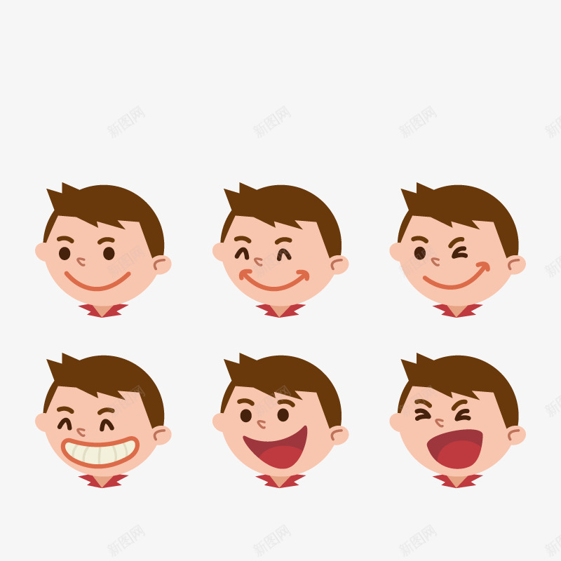 男孩子表情png免抠素材_新图网 https://ixintu.com 六个头像 大笑 微笑 眨眼