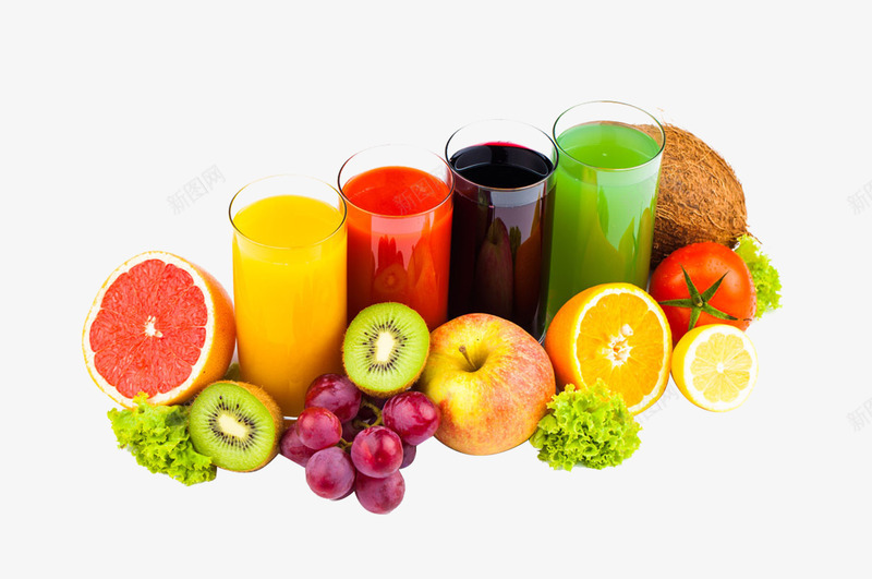 多种果汁png免抠素材_新图网 https://ixintu.com 五颜六色 果汁 水果 营养