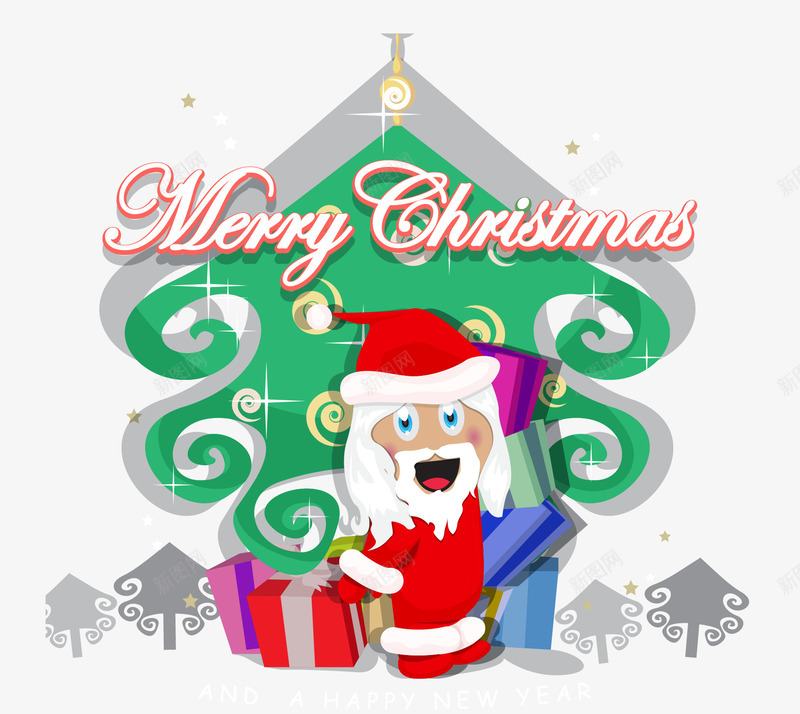 卡通圣诞树贺卡png_新图网 https://ixintu.com 卡通圣诞树贺卡 卡通贺卡 圣诞字体免费png下载 圣诞素材矢量图 圣诞艺术字