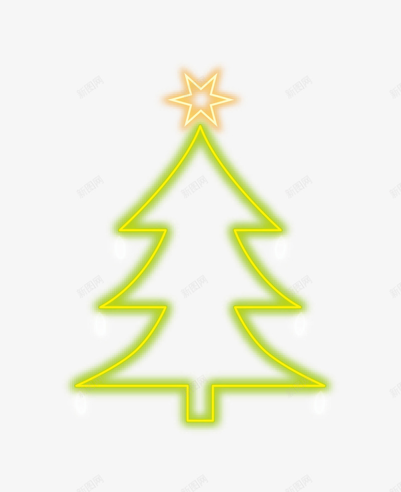 霓虹黄色线条圣诞树矢量图ai免抠素材_新图网 https://ixintu.com 发光圣诞树 圣诞树 矢量png 霓虹 霓虹灯 霓虹线条 矢量图