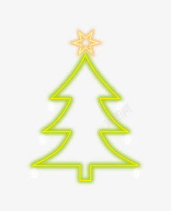 霓虹黄色线条圣诞树矢量图素材