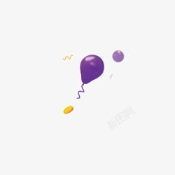 漂浮的汽球紫色汽球带金币和小球高清图片