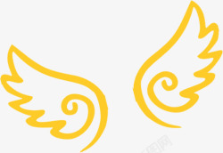 手绘黄色卡通翅膀素材
