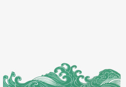 绿色中国风海浪边框纹理素材