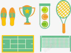 矢量卡通网球场网球用品高清图片