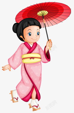 打伞的日本女人素材