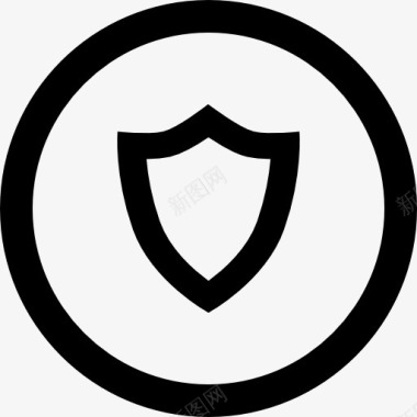 盾构圆形按钮的安全图标图标