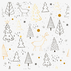 创意松树黑色手绘圣诞纹理元素矢量图高清图片