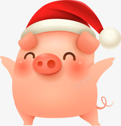 圣诞猪C4D带圣诞帽跳舞的猪装饰图案矢量图高清图片