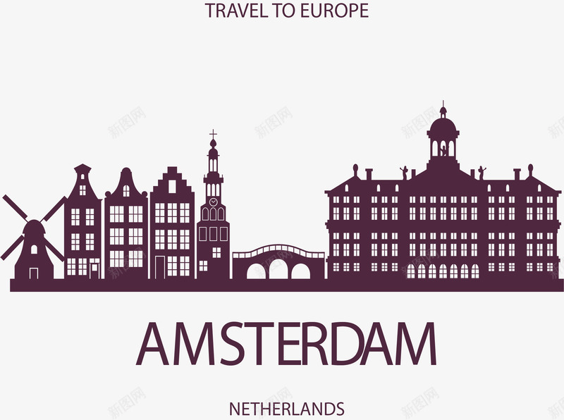 欧洲阿姆斯特丹旅游海报png免抠素材_新图网 https://ixintu.com 旅游 旅游季 欧洲旅游 矢量png 阿姆斯特丹