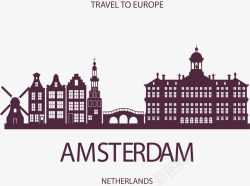 阿姆斯特丹欧洲阿姆斯特丹旅游海报高清图片