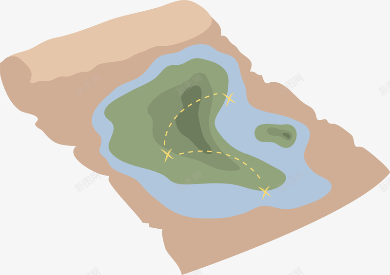 打开的旧地图png免抠素材_新图网 https://ixintu.com 卷轴 地形图 矢量素材 破旧的地图 藏宝图