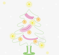 彩色霓虹圣诞树矢量图素材